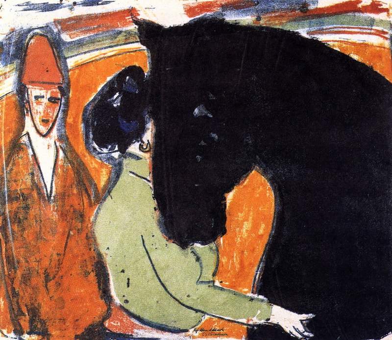 Rapphengst Reiterin und Clown (1909)